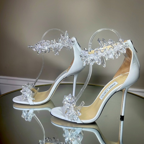 Jimmy Choo Maisel 100 Crystal Embellished heeled sandals sz 38 - Picture 8 of 17